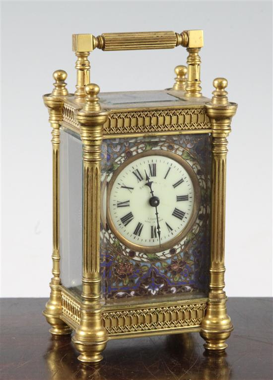 An Edwardian ormolu carriage timepiece, 5.5in.